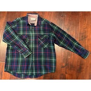 Vintage 70s-80s Sears Roebuck Quilt Lined Flannel Black Watch Tartan Plaid